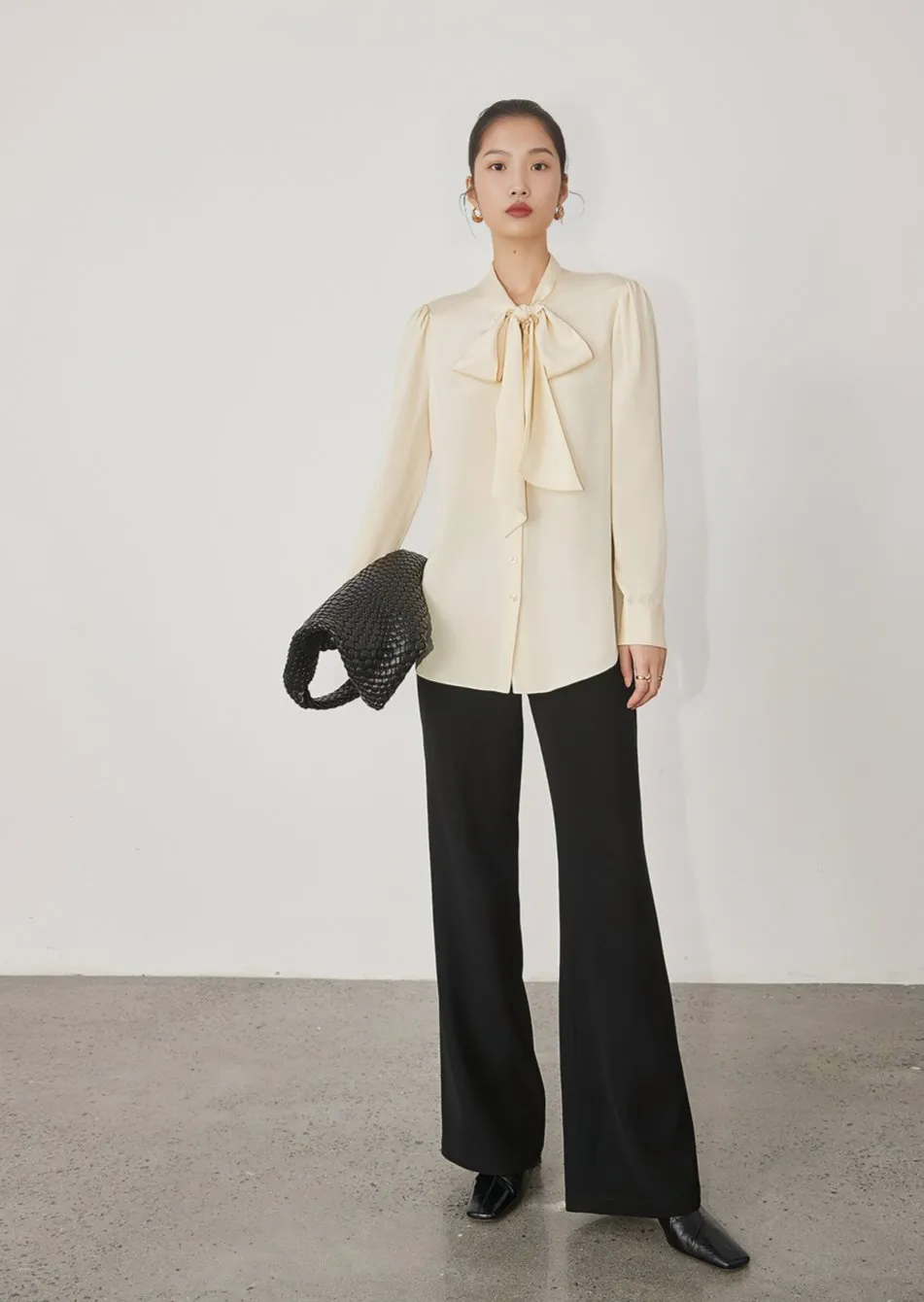 RIBBON SILK SHIRT