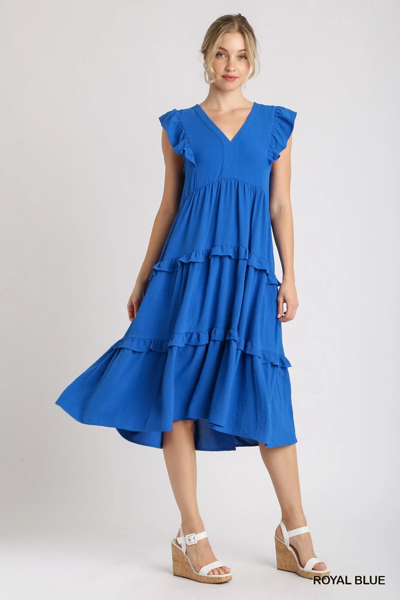 Ruffle Tiered Midi Dress, Royal