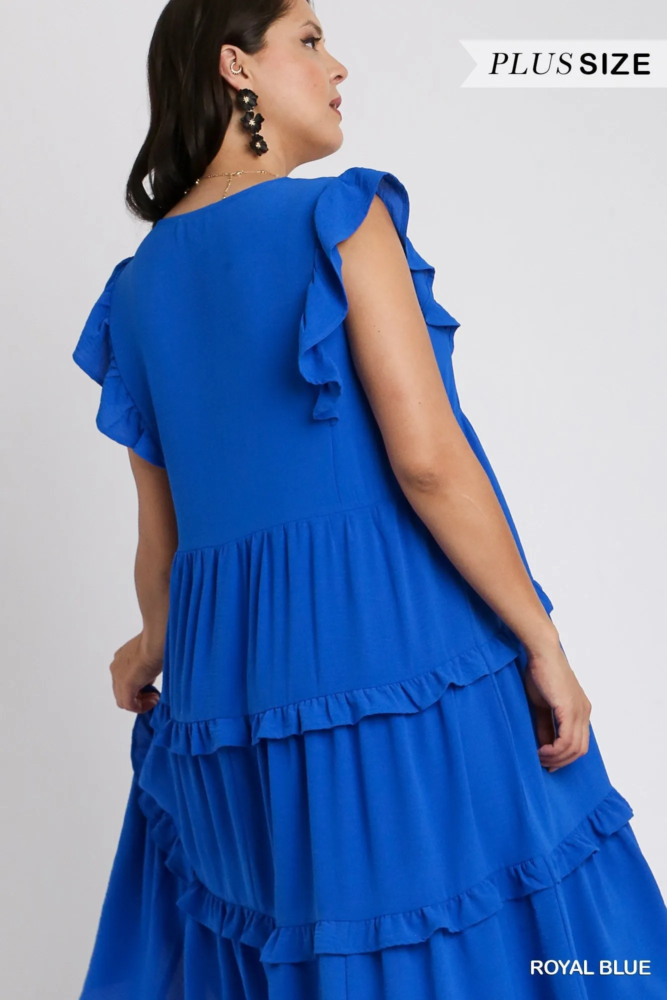 Ruffle Tiered Midi Dress, Royal