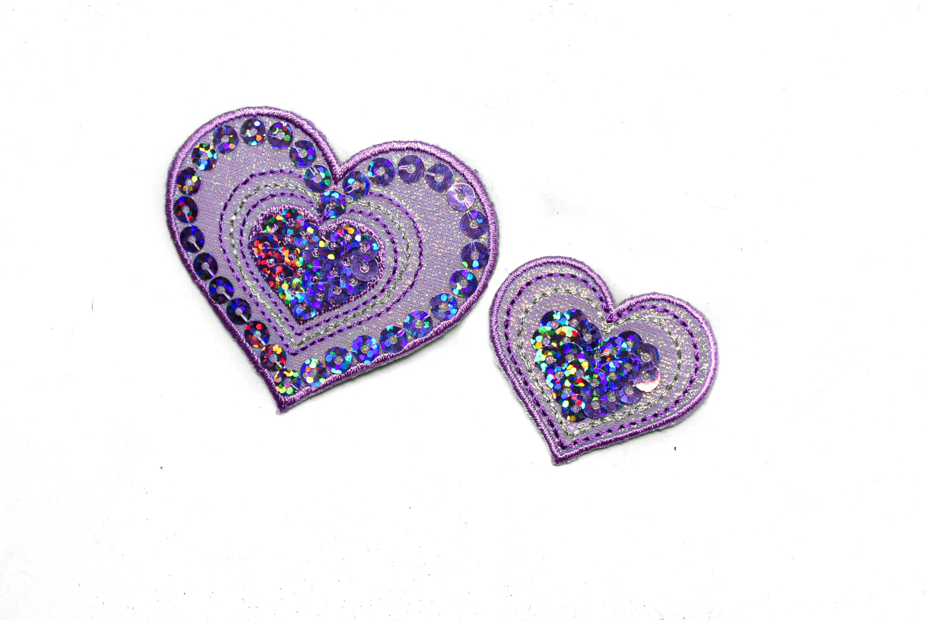 Sequins Heart and Star Patch Applique 1.75" or 2.50" - 1 Piece