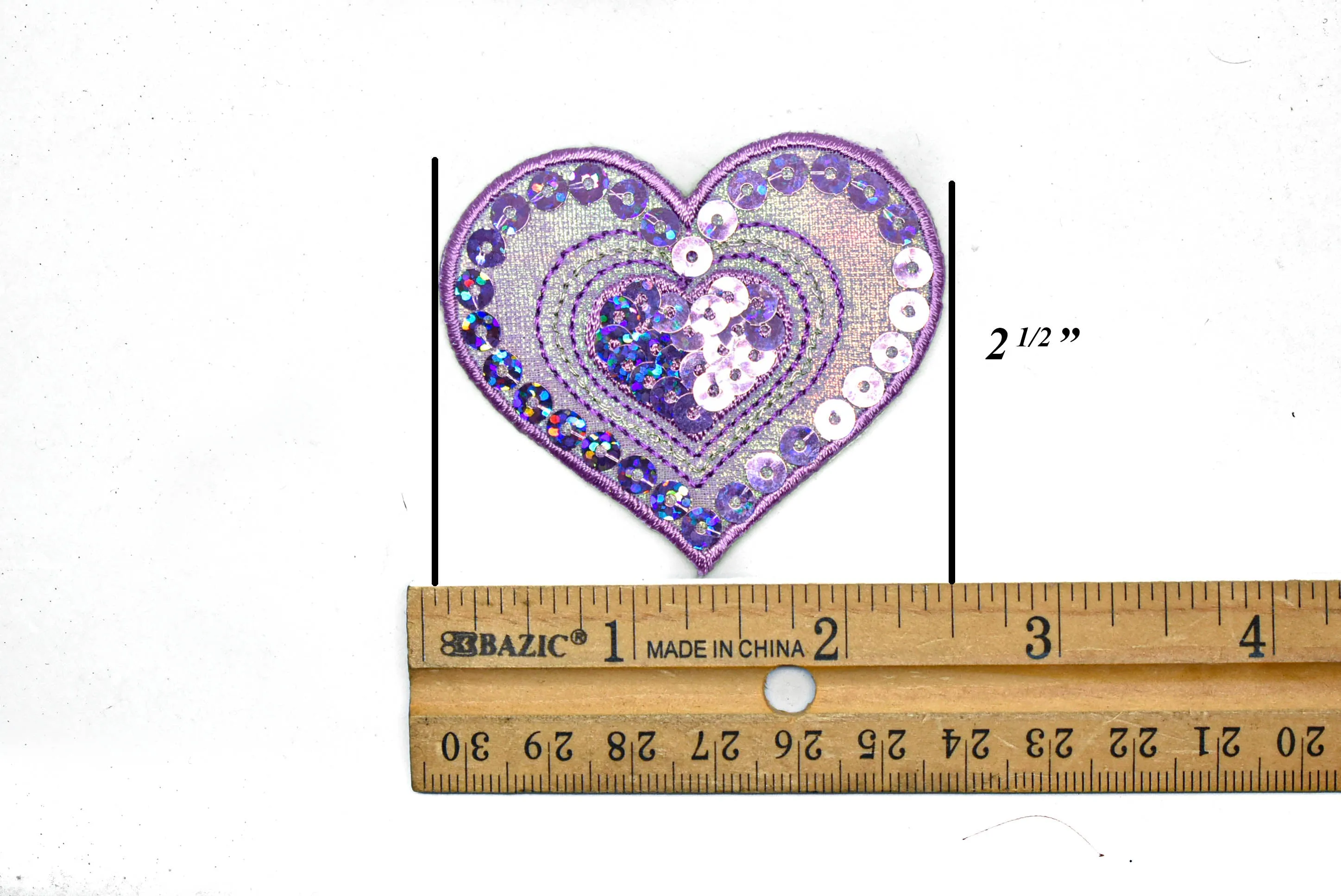 Sequins Heart and Star Patch Applique 1.75" or 2.50" - 1 Piece