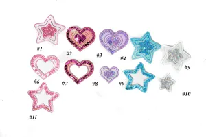 Sequins Heart and Star Patch Applique 1.75" or 2.50" - 1 Piece
