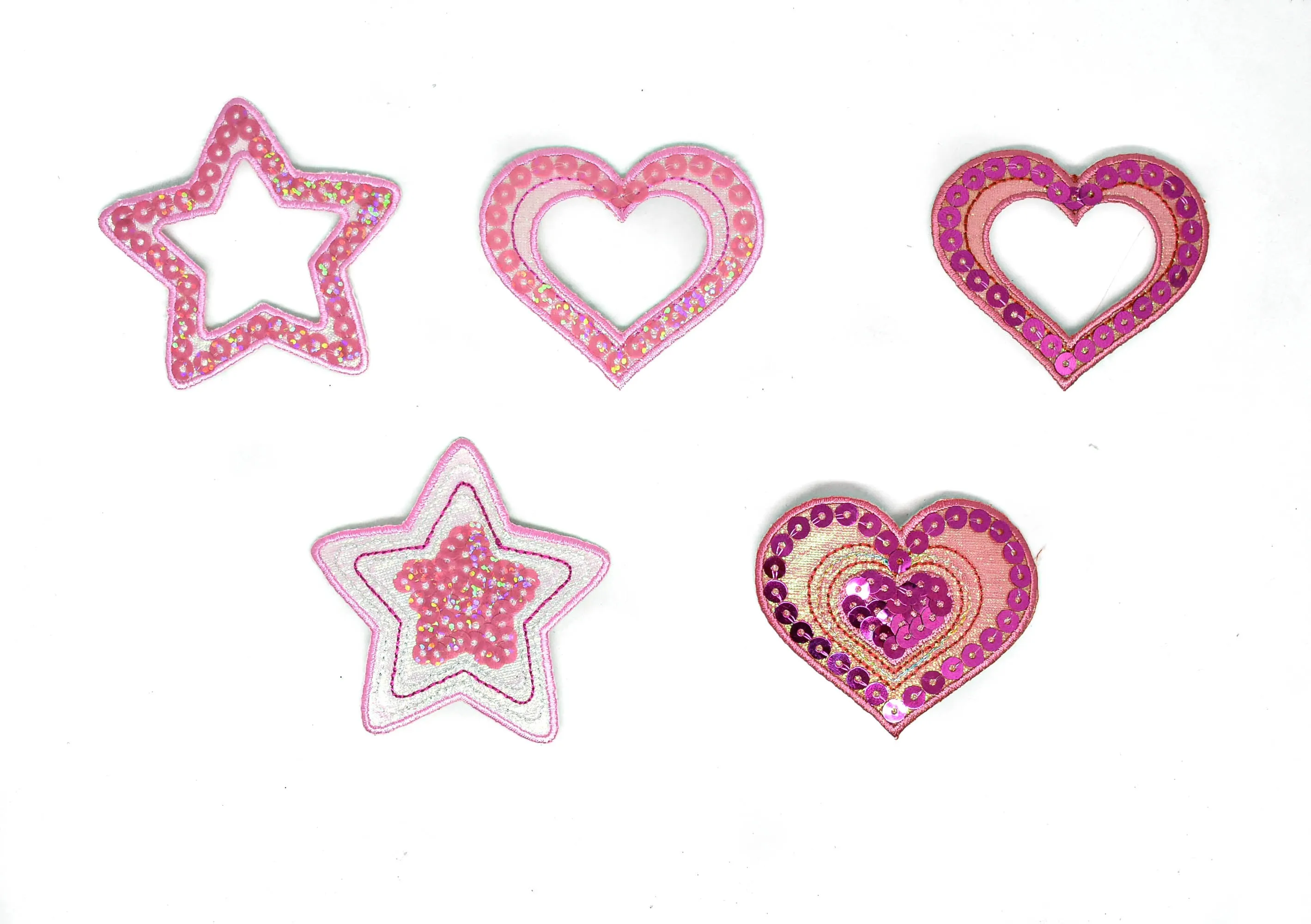 Sequins Heart and Star Patch Applique 1.75" or 2.50" - 1 Piece