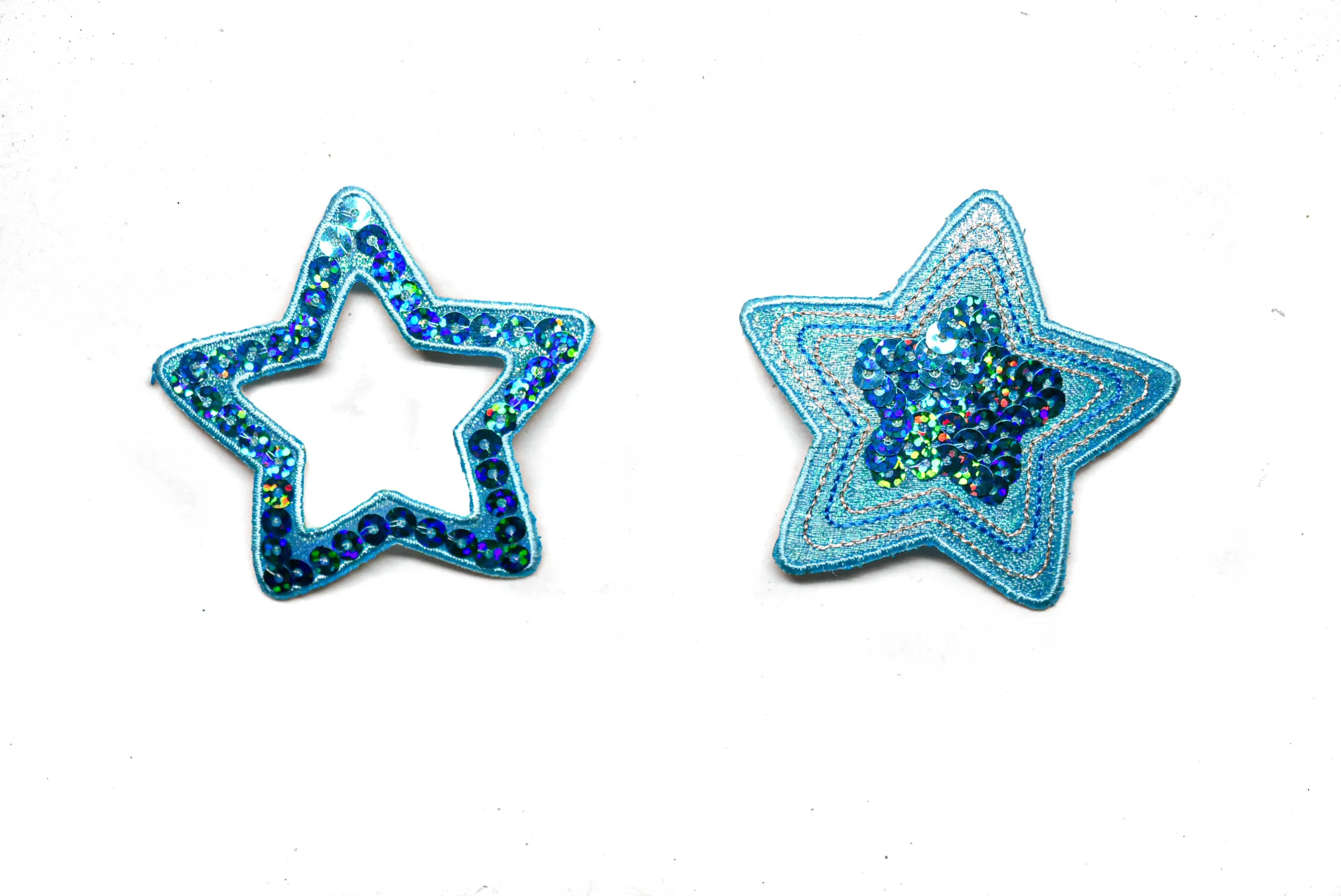 Sequins Heart and Star Patch Applique 1.75" or 2.50" - 1 Piece