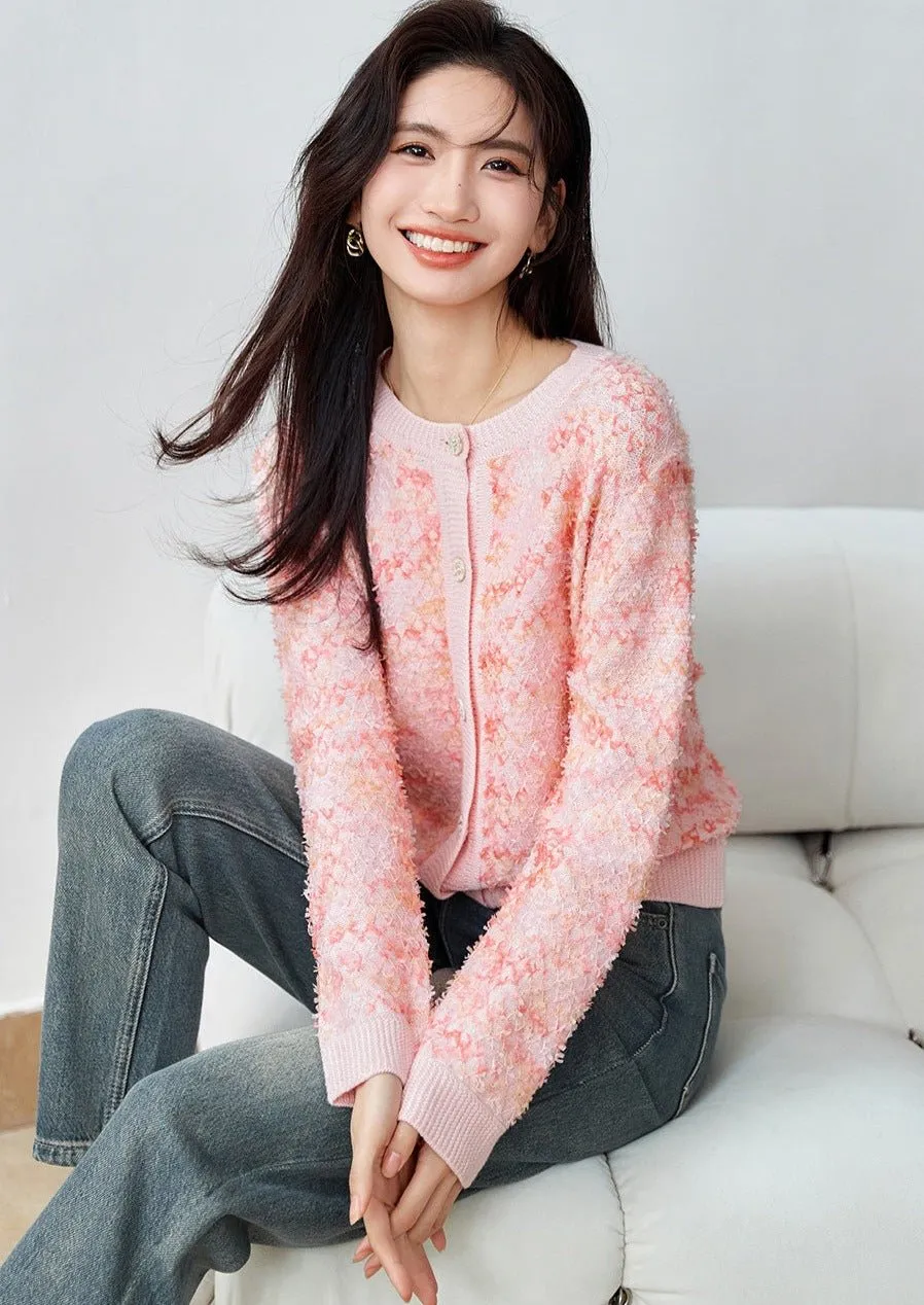 SPRING FRENCH PINK CARDIGAN TOP
