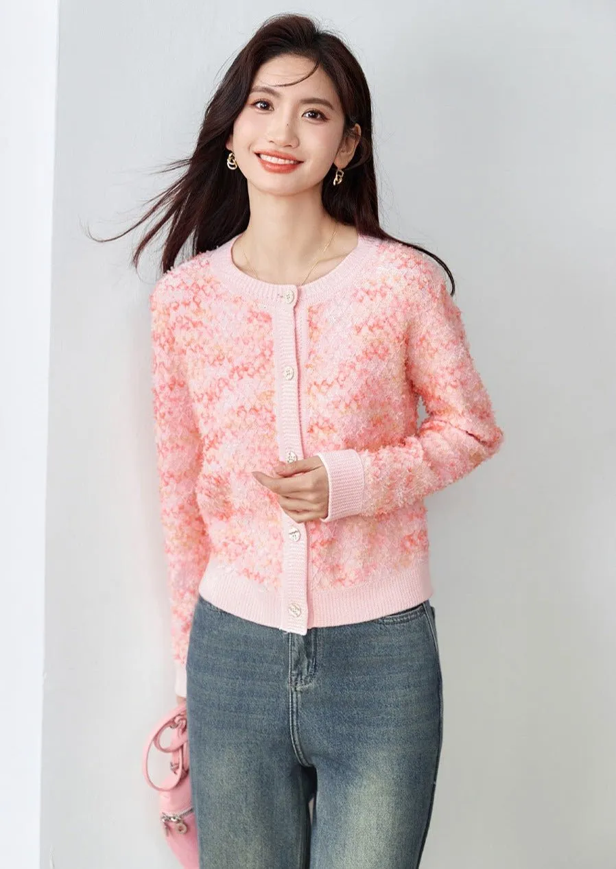 SPRING FRENCH PINK CARDIGAN TOP