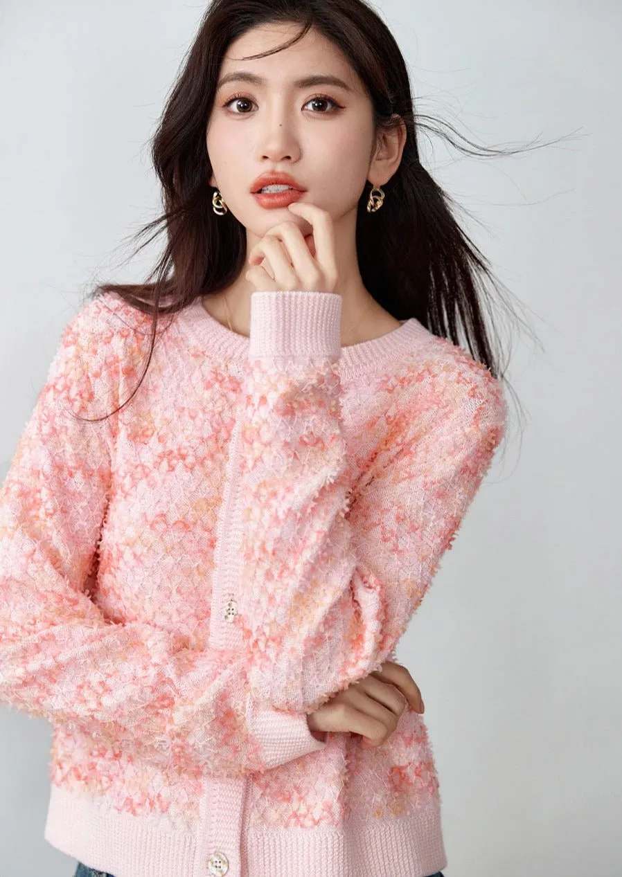 SPRING FRENCH PINK CARDIGAN TOP