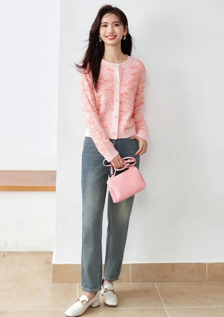 SPRING FRENCH PINK CARDIGAN TOP