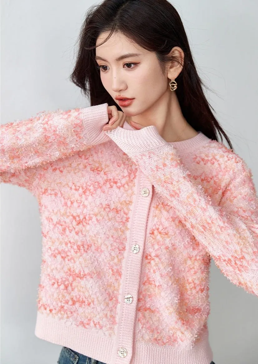 SPRING FRENCH PINK CARDIGAN TOP