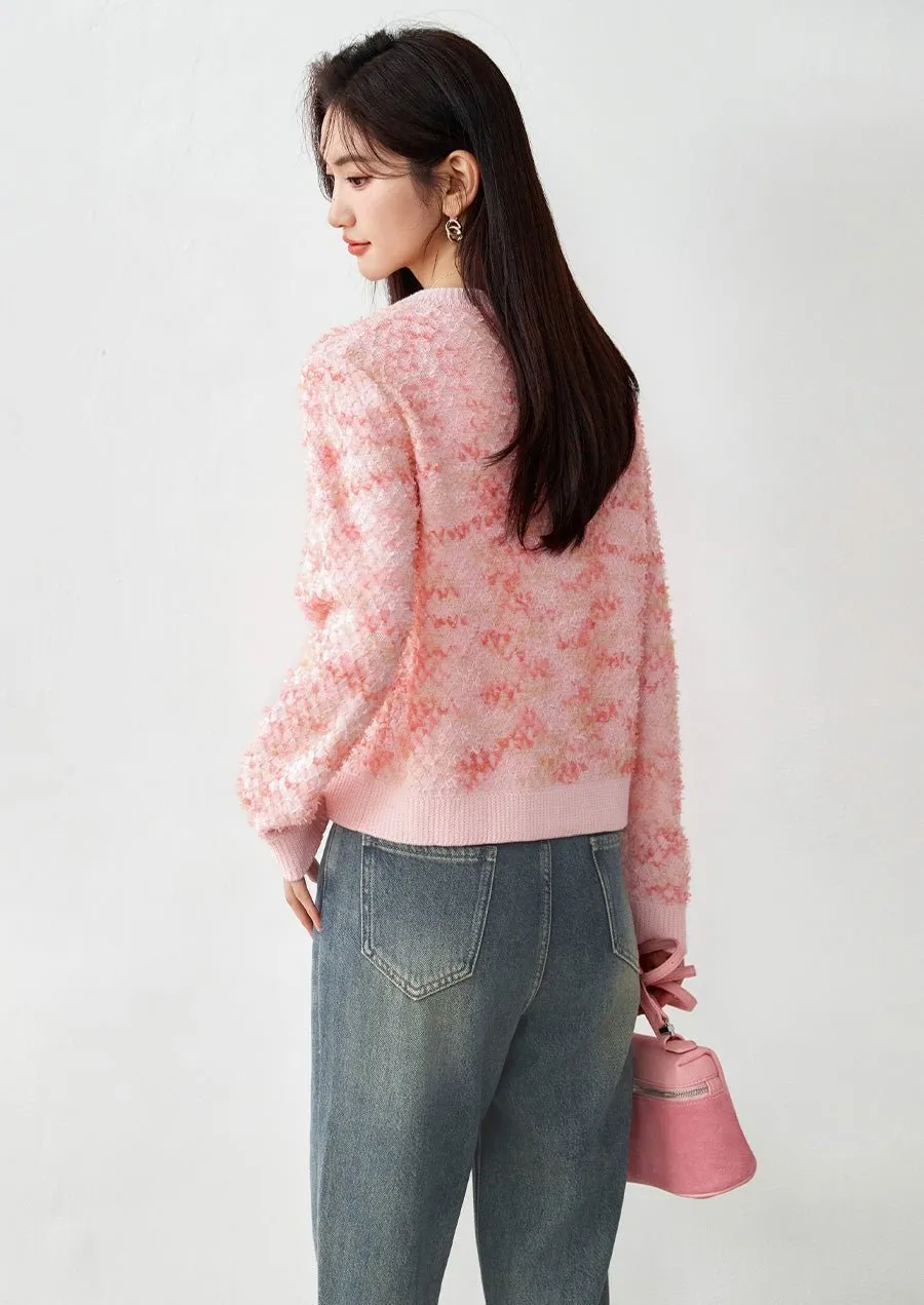 SPRING FRENCH PINK CARDIGAN TOP