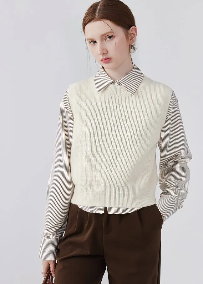 STRIPED SHIRT & KNIT VEST