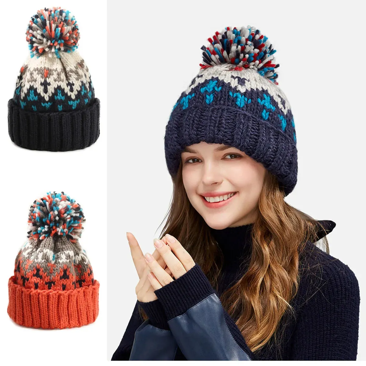 TAMARA Cozy Snowflake Pom Beanie