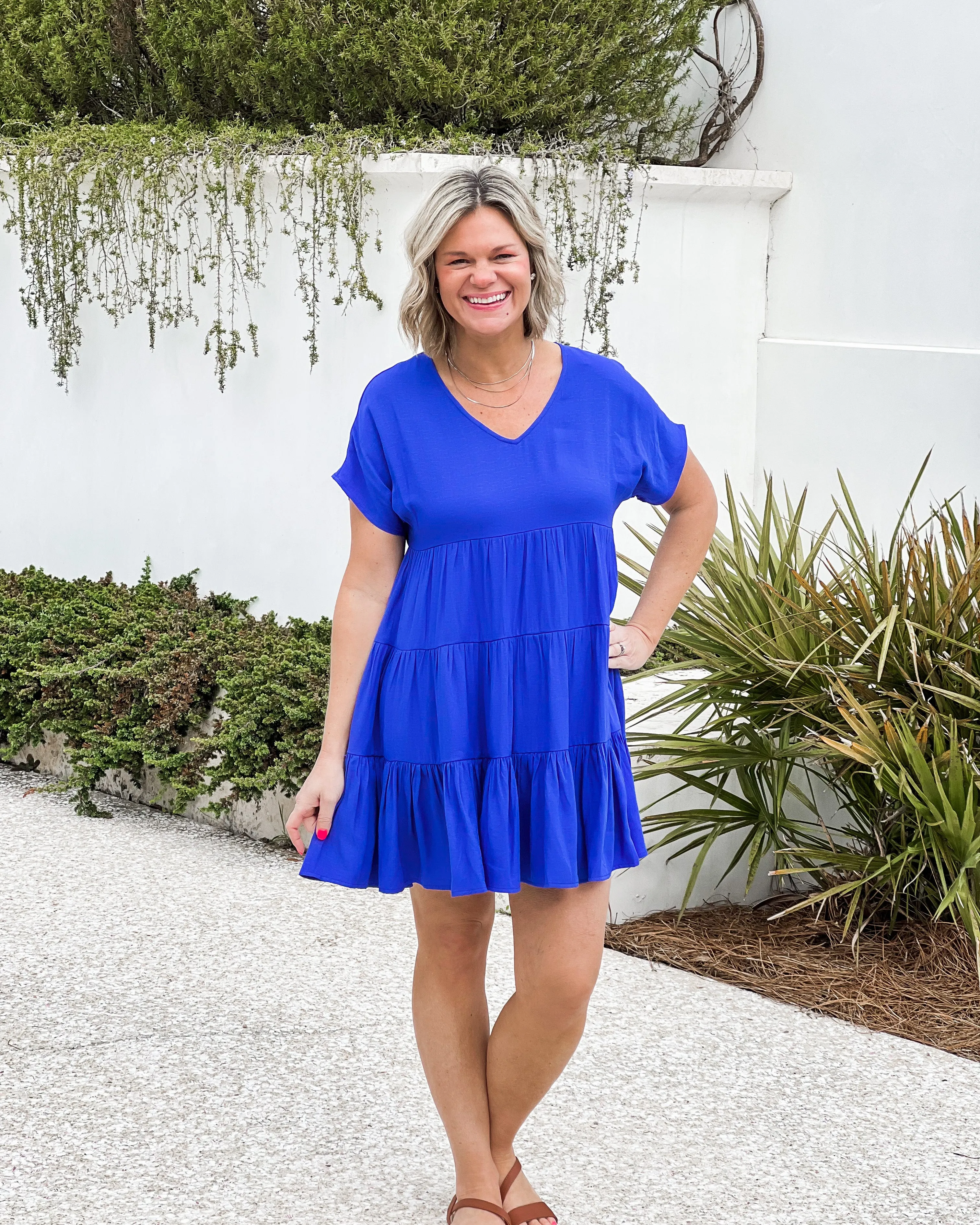 V Tiered Swing Dress