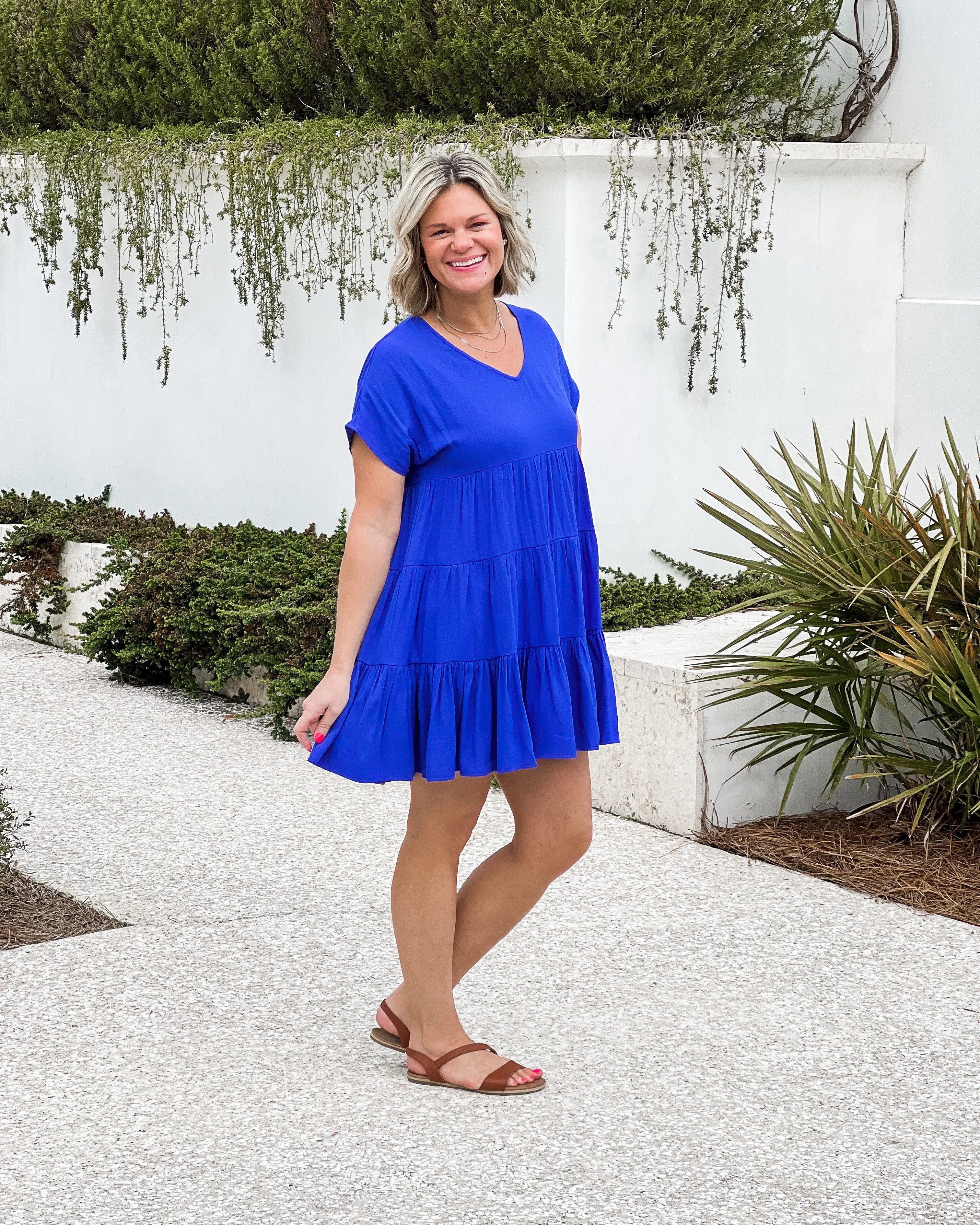 V Tiered Swing Dress