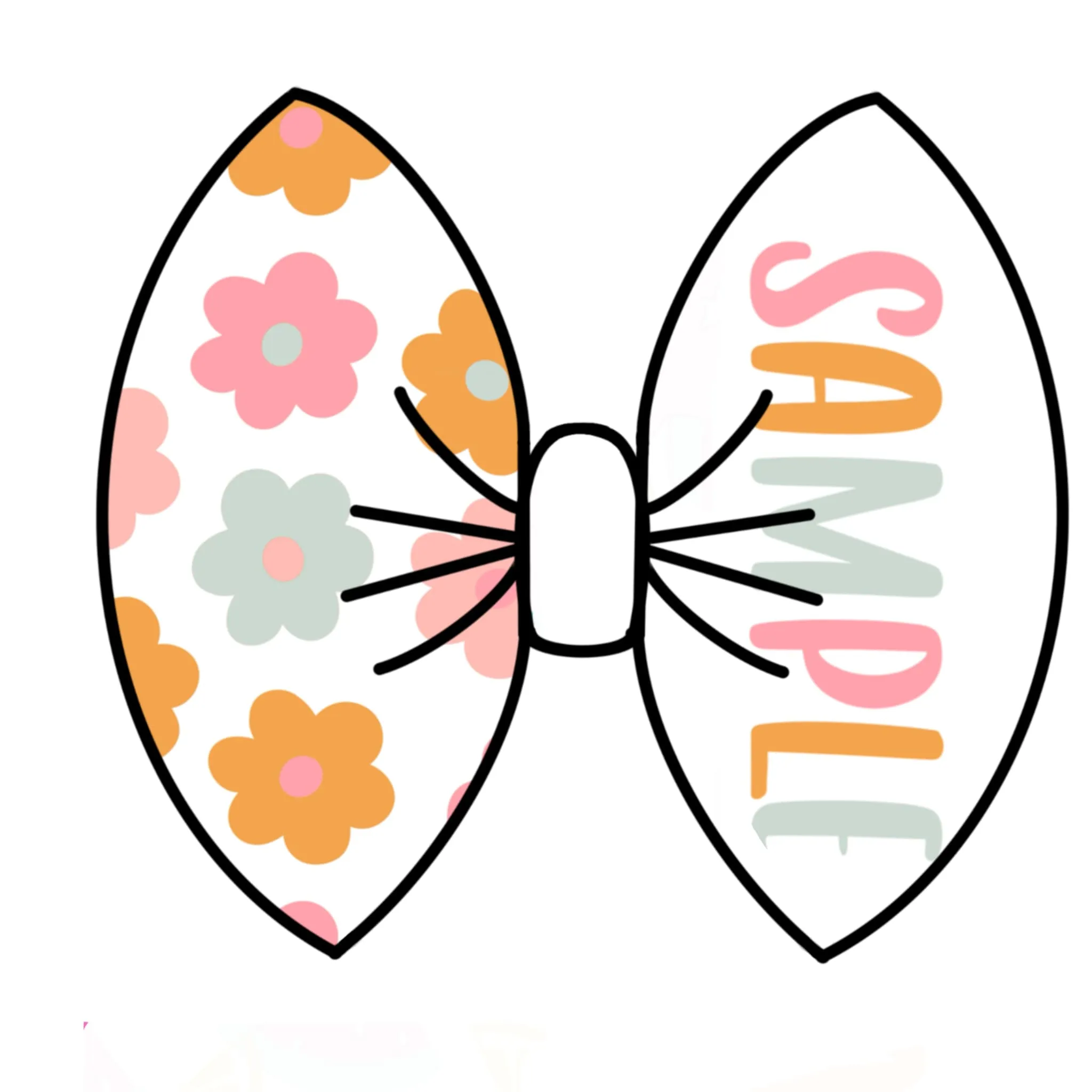 White, Pink, Orange, Blue Flower Name Bow