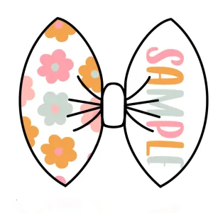White, Pink, Orange, Blue Flower Name Bow